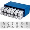 BENECREAT 12PCS 6mm Punzoni per Timbri in Metallo con Design Opaco con Custodia per Utensili per Gioielli, Timbri, Tema di Animali e Piante