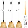 Lightess 3x Lampadario con Batteria - Lampada a Sospensione Portatile Dimmerabile Telecomando, IP65 per Esterni e Interni, Stile Boho, per Giardino, Terrazza, Tavolo (Senza Fili)