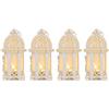 Nuptio Lanterna a 4 Candele in Stile Marocchino - Portacandele Tealight di Piccole Dimensioni con Pannelli in Vetro Trasparente Grande per Patio/Esterni, Feste e Matrimoni, Bianco