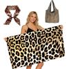 QuidToyzian leopardo Asciugamani e zaini Da Spiaggia Telo Mare Microfibra Con Elastico,Asciugamano Lavabile a Rapida Asciugatura,Salvaspazio,Spiaggia Sport Viaggi Piscina 160x80Cm, Morbido e Resistente (Marrone5)