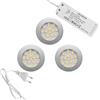 kalb Material für Möbel kalb | faretti LED cucina sottopensile Orbis set 3 12V 4000K grigio argento con trasformatore faretti incasso mobile illuminazione piano lavoro 70 mm