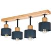 alfalux Lampada A Sospensione 4 Luci Lampada Da Soffitto LED Lampadario In Legno E Metallo Compatibile Con E27 Per Soggiorno Camera Da Letto Cucina AN60x7BU
