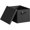 WOLTU Scatola Portaoggetti, Set di 1 Contenitori per Armadio, Scatola con Coperchio Rimovibile, Organizer con Maniglie Pieghevole, in Tessuto, Nero, 48x36x30 cm