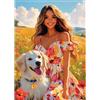 NEWENMO Donna Bella e Cane Diamond Painting Kit per Adulti,5D Paesaggio Bellissimo Pittura Diamante Kit,DIY Diamond Art Kit Completo,per Adulti Principianti Decorazione Casa 30x40cm