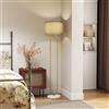 HOMCOM Lampada da Terra Moderna con Paralume in Tessuto Base Grande Oro | Doppio Tubo Metallico, Lampada a Piantana, Interruttore a Pedale, per Camera da Letto e Salotto