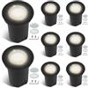 Fiqops 8x Faretti da pavimento esterni IP67 con LED GU10 3W Bianco naturale (sostituibile),tondi,regolabili,con lenti satinati di ricambio,perfetti per illuminazione esterna e giardino