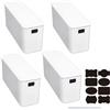 CNKHDZ Set di 4 Scatole Portaoggetti Impilabili con Coperchio, Contenitori in Plastica Multiuso per Casa, Scaffali, Cucina, Bagno (Bianco, 37 * 13 * 15cm)