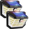 TECKNET Luci Solari Esterno, 231 Faretti Solari a Led da Esterno, 300° Super Luminoso, 3 Modalità con Sensore di Movimento, Lampada da Parete Impermeabile IP65 per Giardino, Patio e Garage - 2 Pezzi
