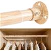KINGSOW Asta estensibile per guardaroba, con finitura in legno chiaro, 64,5-130 cm, regolabile, diametro 25 mm, asta appendiabiti per camera da letto e armadio