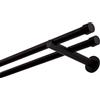 MDEKOR Bastone per tende nero, 140 cm, 2 binari, 19 mm, in metallo, fissaggio a parete, tappo Dirrito