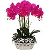 Oairse Pianta artificiale, orchidee, decorazione artificiale, fiori artificiali, come veri, con fiori real-touch, in vaso di ceramica, decorazione per davanzale, altezza 44 cm