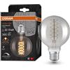 OSRAM Lampada LED Vintage 1906 vetro fumé, 7,8W, 360lm, forma Globo con diametro 95mm e attacco E27, luce bianca calda, filamento a spirale, dimmerabile, durata fino a 15.000 ore