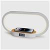 TECHMADE Lampada da Comodino 3 in 1 - Stazione di Ricarica Wireless Rapida per Smartphone - 3 Luci Led Dimmerabili - Orologio - Alimentazione USB-C con Cavo da 1,2 m Incluso (Bamboo)