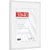 HIMEETIME® 1x Cornice per foto,30x40 cm,Alluminio Metallo argentata,Passepartout 20x20cm,Cornice 30x40 Grande per Foto Disegni,Solo per Espositore a Parete