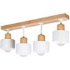 alfalux Lampada A Sospensione 4 Luci Lampada Da Soffitto LED Lampadario In Legno E Metallo Compatibile Con E27 Per Soggiorno Camera Da Letto Cucina WE60x7BU