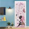 A.Monamour Adesivo Porta Autoadesiva 3D Fata Dei Fiori Con Le Farfalle Vinile PVC Adesivi per Porte Interne Pellicola Adesiva Poster Sticker Murale Parete Carta da Parati