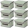 EURXLQ Scatole Portaoggetti con Coperchio,Scatole per Armadio Pieghevoli,Scatole Portaoggetti,Scatole Armadio con Coperchio e Maniglie per l'armadio (Verde, 6 pack-26×19×16 cm)