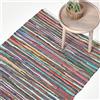 Homescapes - Tappeto di cotone chindi riciclato, base colore: bianco, motivo a righe, multicolore 90 x 150 cm Peso: 2.750 kg multicolore