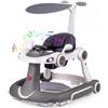GIANTEX Girello per Bambini 7-18 Mesi 7 in 1, Baby Walker con Tettuccio, Vassoio di Giochi, Carillon, Luci, Primi Passi Piegevole, Altezza e Velocità Regolabili, Carrello da Spinta (Grigio+Bianco)