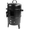 EVTSCAN Affumicatore a carbone verticale 3 in 1 Griglia per barbecue a 3 strati Griglia per barbecue con termometro per cucinare