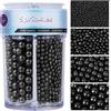 Miss doozy Perle Commestibili Nero per Decorazioni (130g) - Perle di Zucchero in 4 Misure per Torte, Cupcake, Biscotti & Altro - Ideali per Matrimoni, Compleanni, Natale e Halloween, Pearl Sprinkles