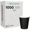ecodrinks - 1000 Bicchieri Carta Nero da 240ml - Per Acqua, Cocktail, Bevande Calde e Fredde - Biodegradabili, Eco-friendly e Made in Italy