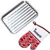 Joyagrill Bistecchiera in acciaio inox, piastra grill per cucina e barbecue con guanto resistente al calore