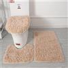 Lifup Tappeti Bagno Antiscivolo 3 Pezzi, Tappetino Rettangolo a Pelo Lungo Morbida Soffici, Tappetino per WC, Copertura per WC Coperchio Peloso cachi 1
