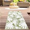 CARPETIA Tappeto da esterno moderno resistente alle intemperie facilmente reversibile tappeto di plastica campeggio balcone giardino terrazza foglie di palma verde/bianco corridore 90 x 150 cm
