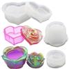 FineGood - 2 stampi in resina a forma di cuore con coperchio, per fai da te in resina, per resina, gioielli, candele, contenitori per caramelle