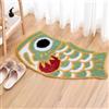 Feblilac Grazioso tappeto da bagno morbido verde a forma di pesce, decorazione koi giapponese, tappetino antiscivolo in microfibra, per vasca da doccia, pavimento, lavabile in lavatrice, 45 x 85 cm