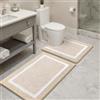 SHACOS Tappeto Bagno Microfibra Soffice Morbida, Tappetino Bagno Antiscivolo, Tappeto Bagno Assorbente, Tappeti Bagno Lavabile In Lavatrice, Adatto per Doccia Vasca Bagno, Beige, 45x65cm+U50x60cm