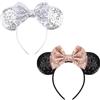 DRESHOW 2 Pezzi Cerchietto con Orecchie da Topo Fasce Orecchie da Topo Cerchietti Carnevale per Donna per Capelli Belle Orecchie da Topo Copricapo Decorazioni