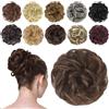 FESHFEN Chignon Finto per Capelli, Elastico Chignon Finti Sintetica Ondulato Capelli Naturale Riccio Coda di Cavallo Posticci per Capelli Spessi Updo per Donne, 42g Marrone Caramello