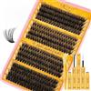 QUEWEL Kit di extension per ciglia QUEWEL, 320 ciglia, lunghezza mista 10-16 mm, ciglia spesse con colla per ciglia Bond and Seal e pinzette, facili da realizzare a casa (kit 607080100D)