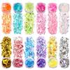 SAVITA 12 Colori Fiocchi di Glitter Iridescenti Paillettes per Unghie Olografiche Glitter Grosso Resina Epossidica Irregolare Vernice Artigianato Artistico Cosmetico per Festival Glitter per il Corpo