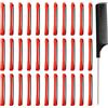 NJDBBZIJS 60 Pezzi Bigodini Capelli Corti Bigodini Per Capelli Lunghi Diametro 5mm Onde Capelli Bigodini Bigodini Piccoli Con 1 Pettine Hair Rollers Set Per Arricciare I Capelli (0,5 * 6 Cm, Rosso)