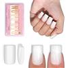 NOVO OVO Short Sharp Square Nail Tips Press on Pure Color Milky White (Cloud Dancer), Opaco Soft Gel Estensione Artificiale, Copertura completa Unghie per Fai da te, 15 misure, 180 pezzi
