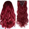 SEGO 24 Inch Clip in Hair Extension Capelli Mossi Rossi 60cm 8 Fasce Sintetiche con 18 Clip 140g Full Head - Marrone mix Rosso Scuro
