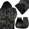 Easyouth Extension Capelli Veri Clip Balayage Argento Clip Extensions Capelli Veri Da Nero a Argento Nero Ombre Human Hair Clips in Extension #1b/s/1b 30cm 70g 7pcs