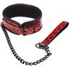 KaMieeg [Set di 1 Pezzo] Collare per Animali Domestici con Motivo A Diamante Rosso + Catena per Guinzaglio in Acciaio Inox Nero, Accessori Sportivi per L'allenamento Sportivo, Regalo Originale-K14