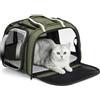 pecute Trasportino per Gatti Borsa per il Trasporto di Animali Domestici con Telaio in Acciaio Anti-deformazione da 5 mm, Tendina Avvolgibile per la Privacy, Finestra a Bolla, Taglia M, Verde