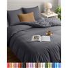 Utopia Bedding Copripiumino Una Piazza e Mezza - Microfibra Copripiumino 200x220cm + Federe 80x80cm - Grigio