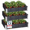 Garronda Orto Rialzato da Esterno per Giardino, Cassoni Orto, Aiuola Rialzata con Telaio in Legno 120x80 cm, Grandi Fioriere per Piante, Fiori, Erbe, Frutta e Verdura GD-0075 (Antracite, 3 pz)