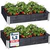 Garronda Orto Rialzato da Esterno per Giardino, Cassoni Orto, Aiuola Rialzata con Telaio in Legno 120x80 cm, Grandi Fioriere per Piante, Fiori, Erbe, Frutta e Verdura GD-0075 (Antracite, 2 pz)