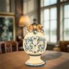 Ceramiche Sofia Stand Uovo Decorativo in Ceramica di Caltagirone h 18 cm — Plastico Sofia, Blu e Arancio - 18 cm / Linea Blu e Arancio