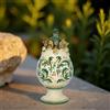 Ceramiche Sofia Stand Uovo Decorativo in Ceramica di Caltagirone h 18 cm — Plastico Sofia, Verde e Arancio - 18 cm / Linea Blu e Arancio