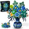 Plaxsoon Set Fiori con Vaso, Bouquet San Valentino in Mattoncini Collezione Botanica, Kit Bonsai Peacock 1309 Pezzi Decor Casa, Regalo per Lei Ragazze 12+