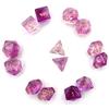 Fasizi Set di dadi poliedrici trasparenti per giochi da tavolo, 2 set di 7 pezzi (14 pezzi) serie D20 D12 D10 D8 D6 D4 DND dadi DND RPG MTG doppi colori viola