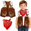 LEADSTAR Costume da Cowboy per Bambini, Completo Western con Gilet e Bandana per Ragazzi e Ragazze 3-12 Anni, Set Vestito Cowboy per Halloween, Carnevale, Giochi di Ruolo